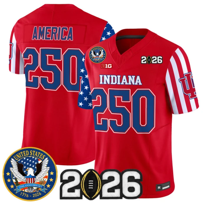 America Jersey #250 Indiana Hoosiers America 250 Edition 2026 CFP Stitched by My Store NCAA Football Jerseys