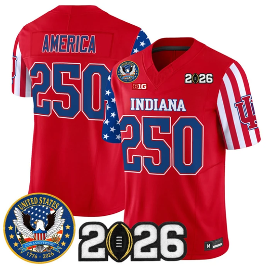 America Jersey #250 Indiana Hoosiers America 250 Edition 2026 CFP Stitched by My Store NCAA Football Jerseys