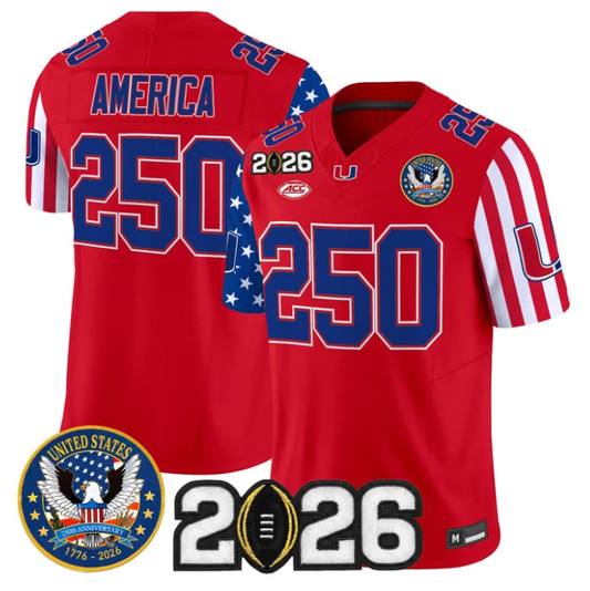 America Jersey #250 Miami Hurricanes America 250 Edition 2026 CFP Patch Stitched by My Store NCAA Football Jerseys
