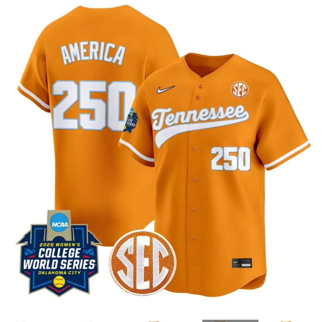America Jersey #250 Tennessee Vols Softball 2026 World Series by My Store