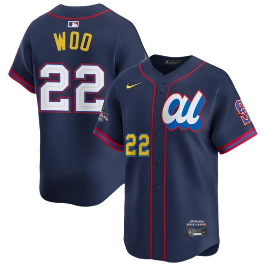 American League Bryan Woo #22 Navy 2025 All-Star Game Limited Jersey Stitched by My Store