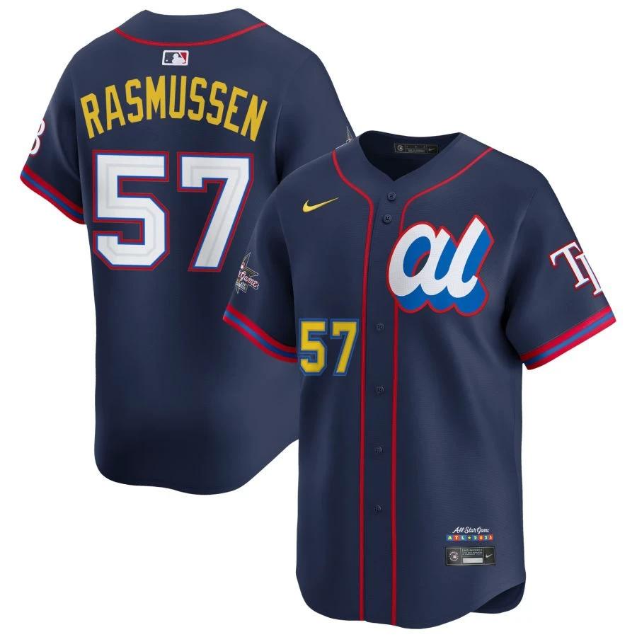 American League Drew Rasmussen #57 Navy 2025 All-Star Limited Jersey Stitched by My Store