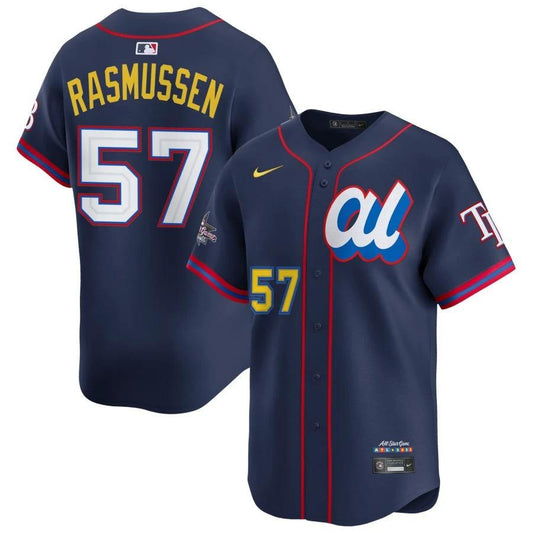 American League Drew Rasmussen #57 Navy 2025 All-Star Limited Jersey Stitched by My Store