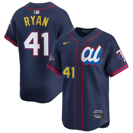 American League Joe Ryan #41 Navy 2025 All-Star Game Limited Jersey Stitched by My Store
