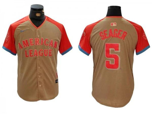American League #5 Corey Seager Cream 2024 MLB All-Star Game Limited Jersey by My Store