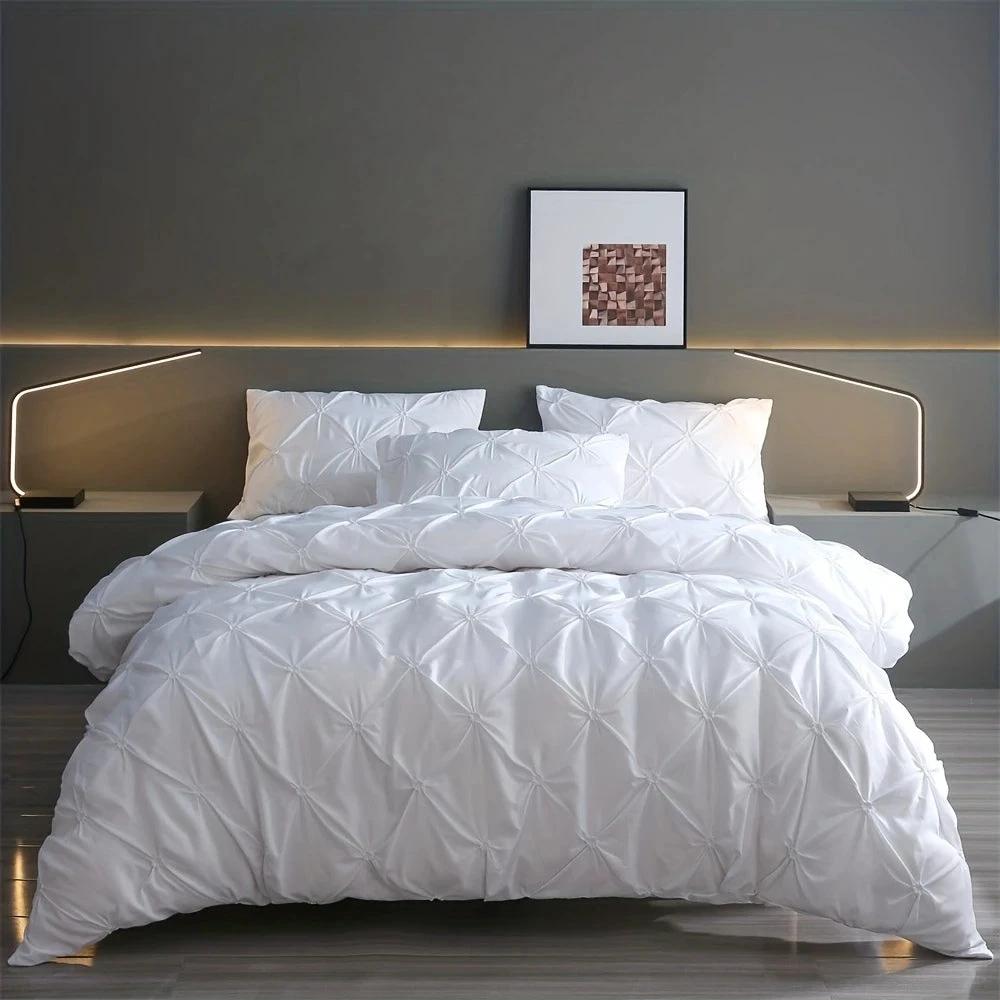 Amore Luxury Pinch Pleat Duvet Cover Set by Casa & Beyond