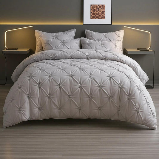 Amore Luxury Pinch Pleat Duvet Cover Set by Casa & Beyond