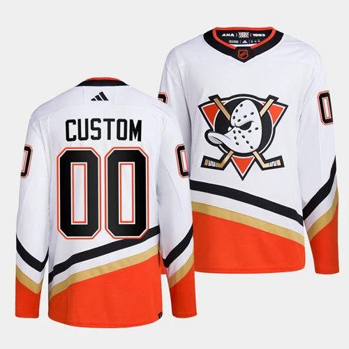 Anaheim Ducks Custom White 2022-23 Reverse Retro Stitched Jersey by Hockey David