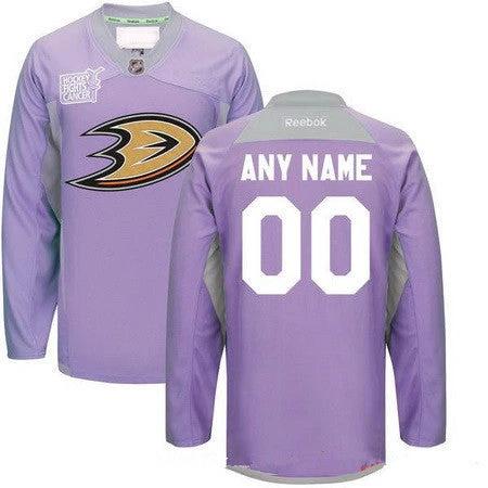 Anaheim Ducks Purple Pink Custom Reebok Hockey Fights Cancer Practice Jersey by Hockey David