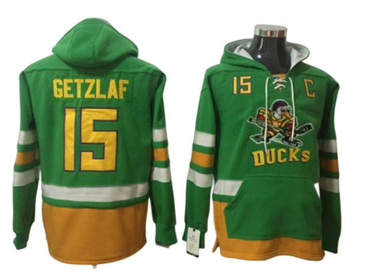 Anaheim Ducks #15 Ryan Getzlaf Green One Front Pocket Pullover Hoodie by Hoodie Pullover