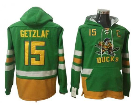 Anaheim Ducks #15 Ryan Getzlaf Green Pullover Hoodie by Hockey David