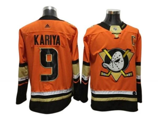 Anaheim Ducks #9 Paul Kariya Orange Alternate Jersey by Hockey David
