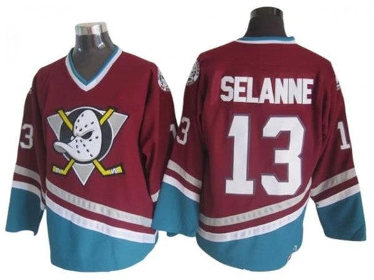 Anaheim Mighty Ducks #13 Teemu Selanne Burgundy 2005 Vintage CCM Jersey by Hockey David
