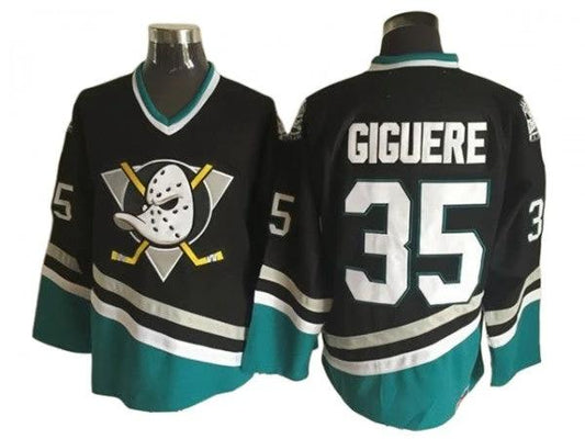 Anaheim Mighty Ducks #35 Jean-Sebastien Giguere Black 2003 Vintage CCM Jersey (Copy) by Hockey David