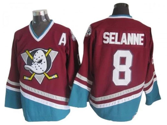 Anaheim Mighty Ducks #8 Teemu Selanne Burgundy 1997 Vintage CCM Jersey by Hockey David