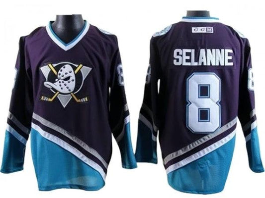 Anaheim Mighty Ducks #8 Teemu Selanne Purple 1997 Vintage CCM Jersey by Hockey David