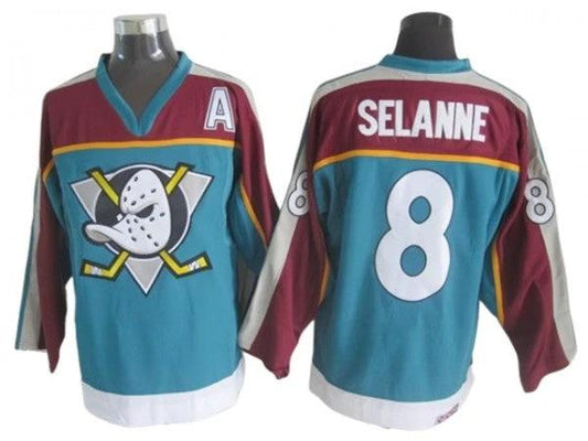 Anaheim Mighty Ducks #8 Teemu Selanne Teal 1998 Vintage CCM Jersey by Hockey David