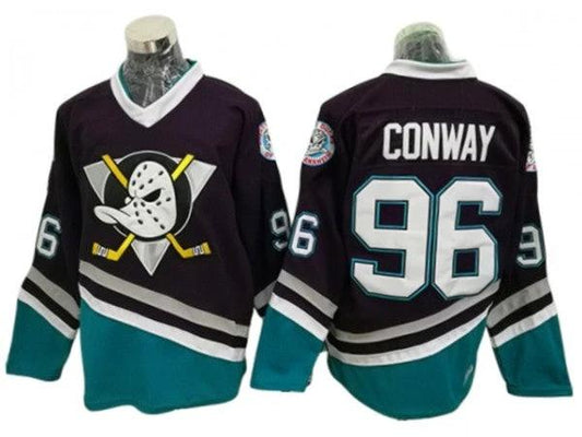 Anaheim Mighty Ducks #96 Charlie Conway Purple Vintage CCM Jersey (Copy) by Hockey David