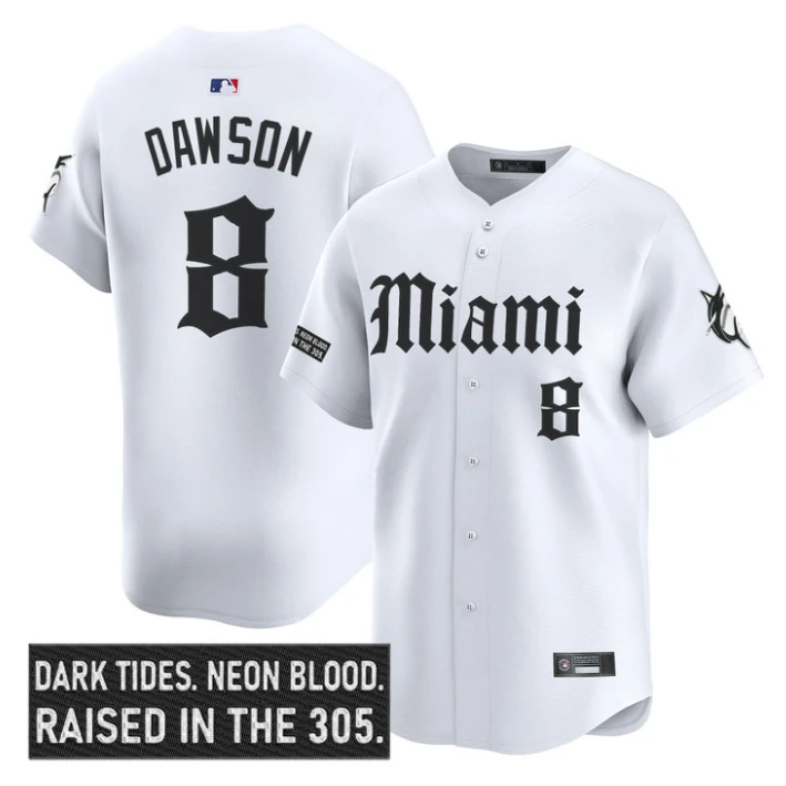 Andre Dawson Jersey #8 Miami Marlins Gothic Vice Edition Stitched White by My Store