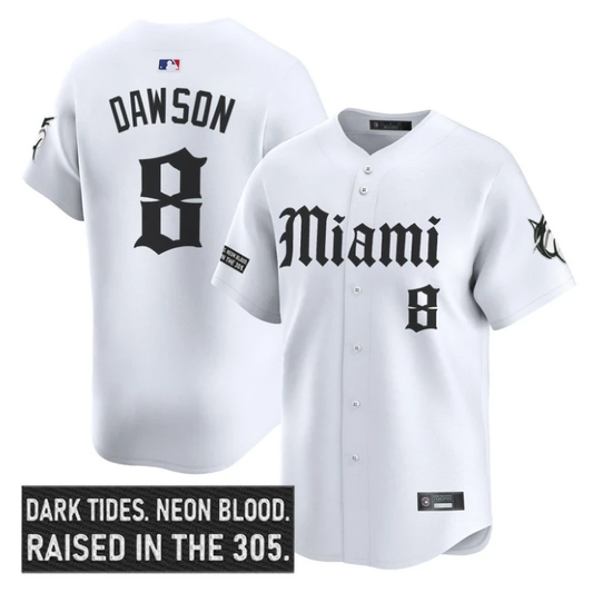Andre Dawson Jersey #8 Miami Marlins Gothic Vice Edition Stitched White by My Store