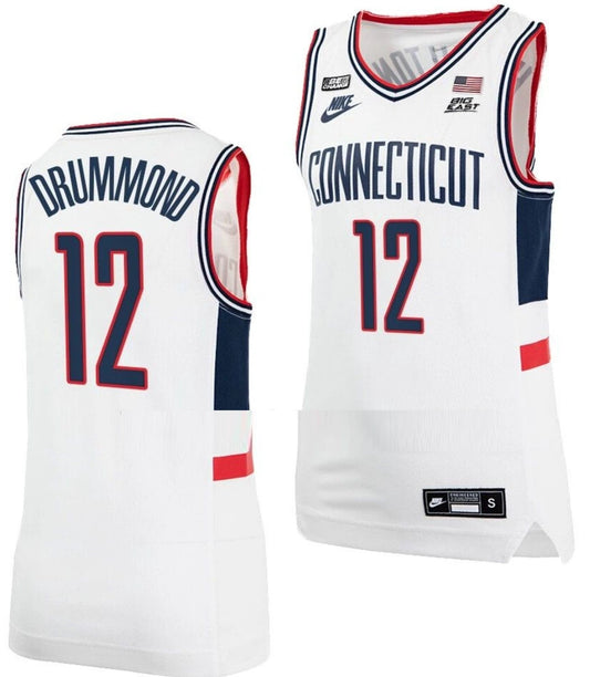 Andre Drummond Jersey UConn Huskies College Basketball Alumni White #12 by My store basketball