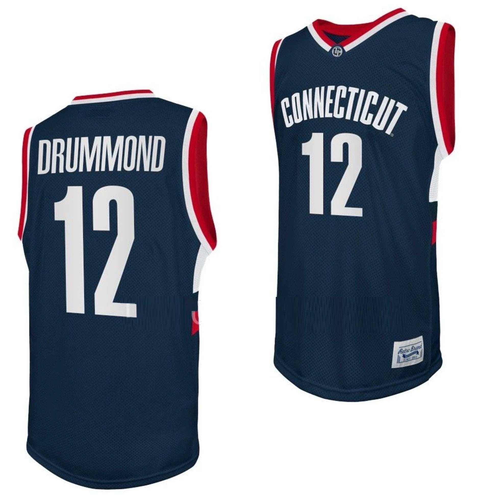 Andre Drummond Jersey UConn Huskies College Basketball Navy Retro #12 by My store basketball