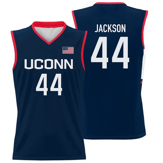 Andre Jackson Jersey UConn Huskies College Basketball Navy #44 by My store basketball