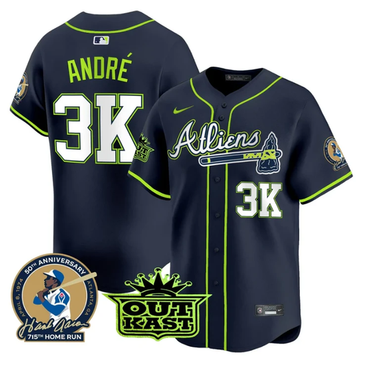 André Jersey #3K Atlanta Braves Atliens Hank Aaron Patch Limited Stitched by My Store