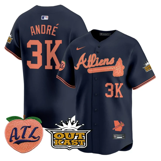André Jersey #3K Atlanta Braves Atliens Peach Vapor Premier Limited Stitched by My Store