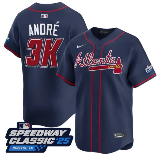 André Jersey #3K Atlanta Braves Speedway Classic Limited Stitched Navy by My Store