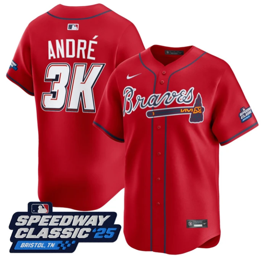 André Jersey #3K Atlanta Braves Speedway Classic Limited Stitched Red by My Store