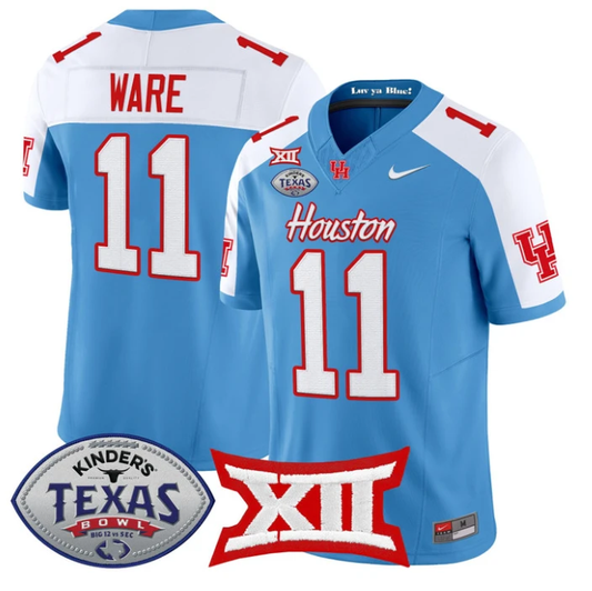 Andre Ware Jersey #11 Houston Cougars 2025 Texas Bowl Patch Stitched Blue Alternate by NCAA Football Jersey