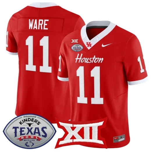 Andre Ware Jersey #11 Houston Cougars 2025 Texas Bowl Patch Stitched Red by NCAA Football Jersey