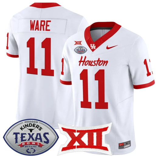Andre Ware Jersey #11 Houston Cougars 2025 Texas Bowl Patch Stitched White by NCAA Football Jersey