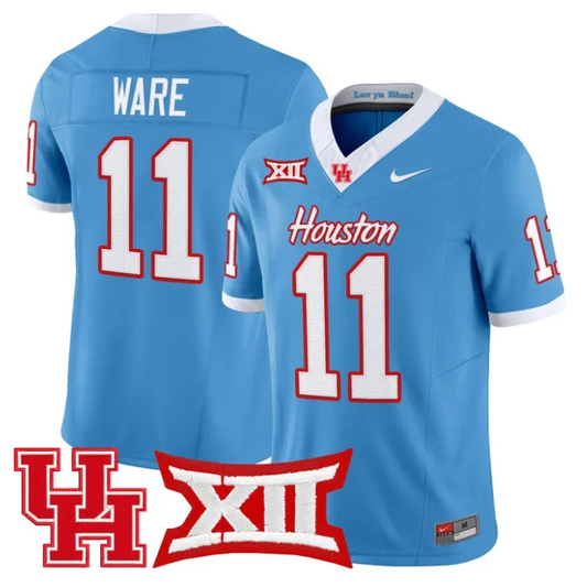 Andre Ware Jersey #11 Houston Cougars 2025 Vapor Limited Stitched Light Blue by NCAA Football Jersey