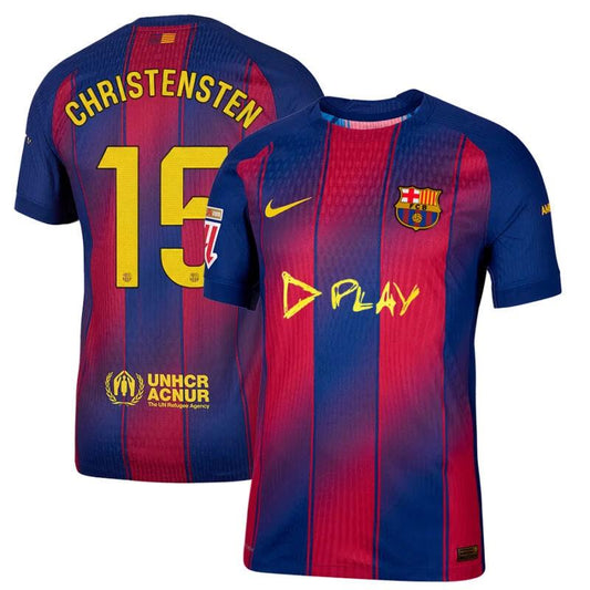 Andreas Christensen #15 FC Barcelona x Ed Sheeran 2025-26 Home Match Jersey – Red blue by Soccer Jersey