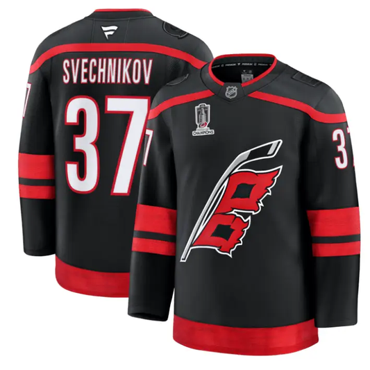 Andrei Svechnikov Jersey #37 Carolina Hurricanes 2026 Stanley Cup Champions Black by Hockey David