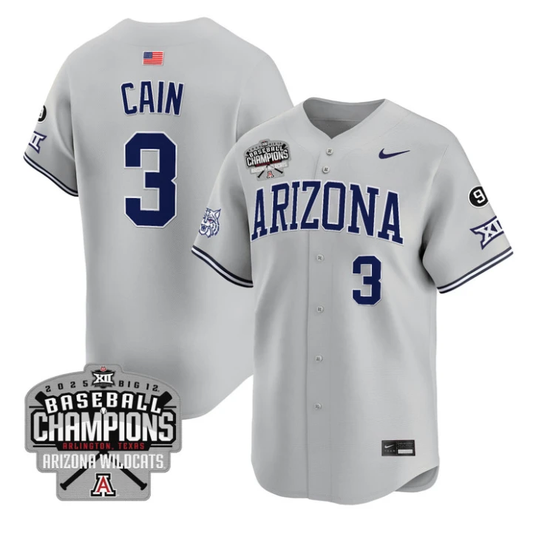 Andrew Cain Jersey #3 Arizona Wildcats 2025 Big 12 Champions Vapor Premier Limited Stitched by My Store