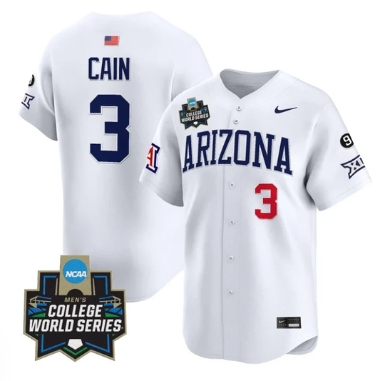 Andrew Cain Jersey #3 Arizona Wildcats 2025 World Series Stitched White by My Store