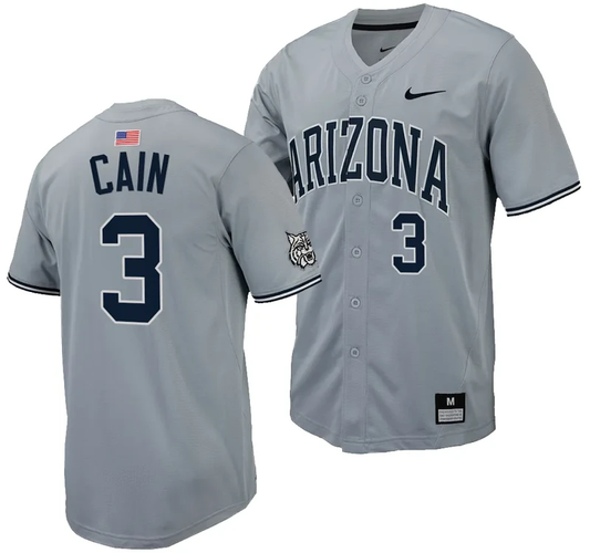 Andrew Cain Jersey #3 Arizona Wildcats Replica Baseball Full-Button Gray by My Store