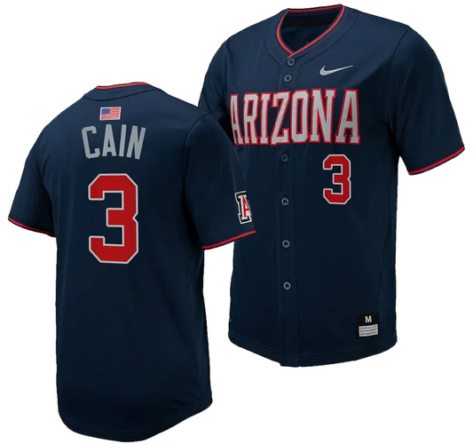 Andrew Cain Jersey #3 Arizona Wildcats Replica Baseball Full-Button Navy by My Store