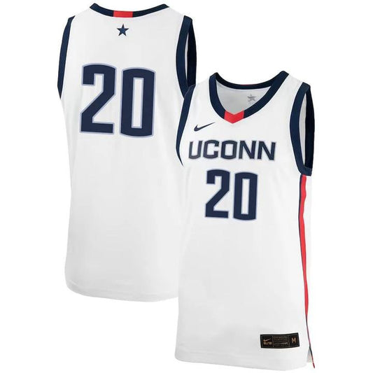 Andrew Hurley Jersey UConn Huskies College Basketball No Name White #20 by My store basketball