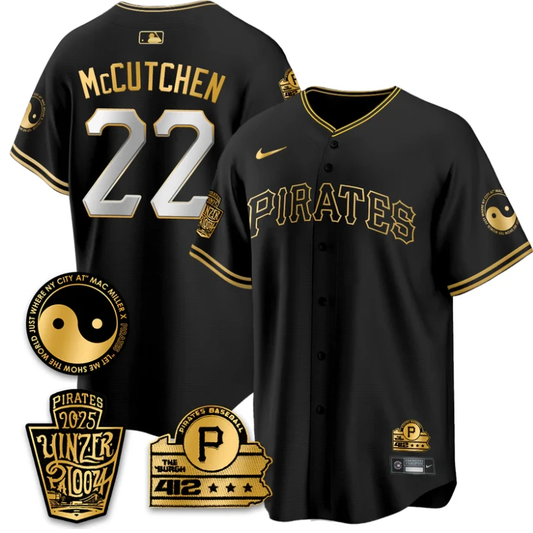 Andrew McCutchen Jersey #22 Pittsburgh Pirates Yinzerpalooza 2025 Black Gold by My Store
