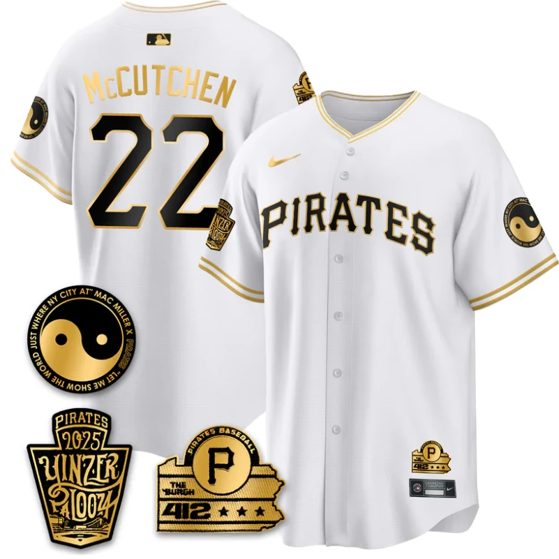Andrew McCutchen Jersey #22 Pittsburgh Pirates Yinzerpalooza 2025 White Gold by My Store