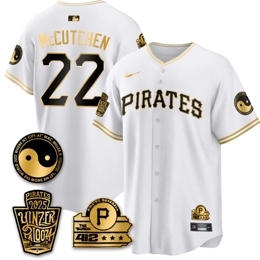 Andrew McCutchen Jersey #22 Pittsburgh Pirates Yinzerpalooza 2025 White Gold by My Store