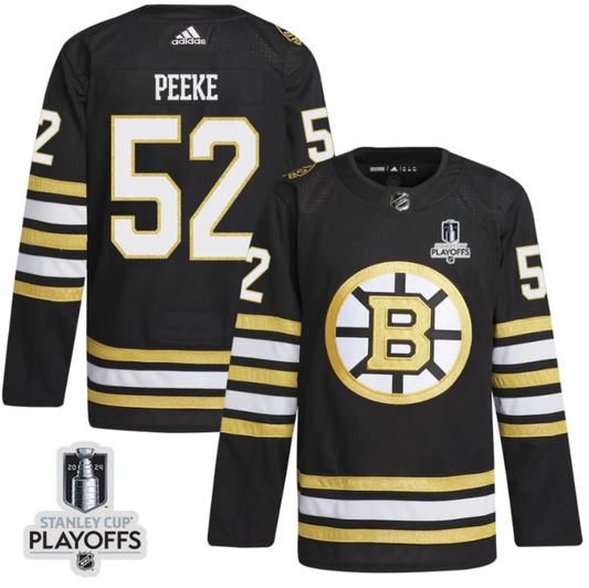Andrew Peeke 52 Boston Bruins 2024 NHL Playoffs Patch Home Jersey - Men, Black by Hockey David