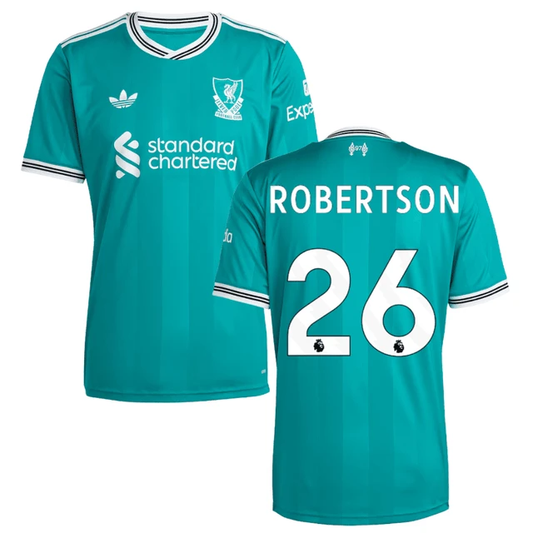 Andrew Robertson 26 Liverpool 2025-26 Third Match Jersey – Aqua by Soccer Jersey
