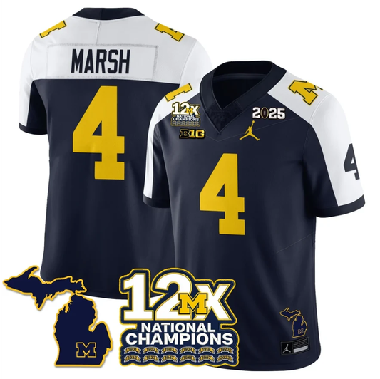 Andrew Marsh Jersey #4 Michigan Wolverines 12x-Time National Champions by My Store NCAA Football Jerseys