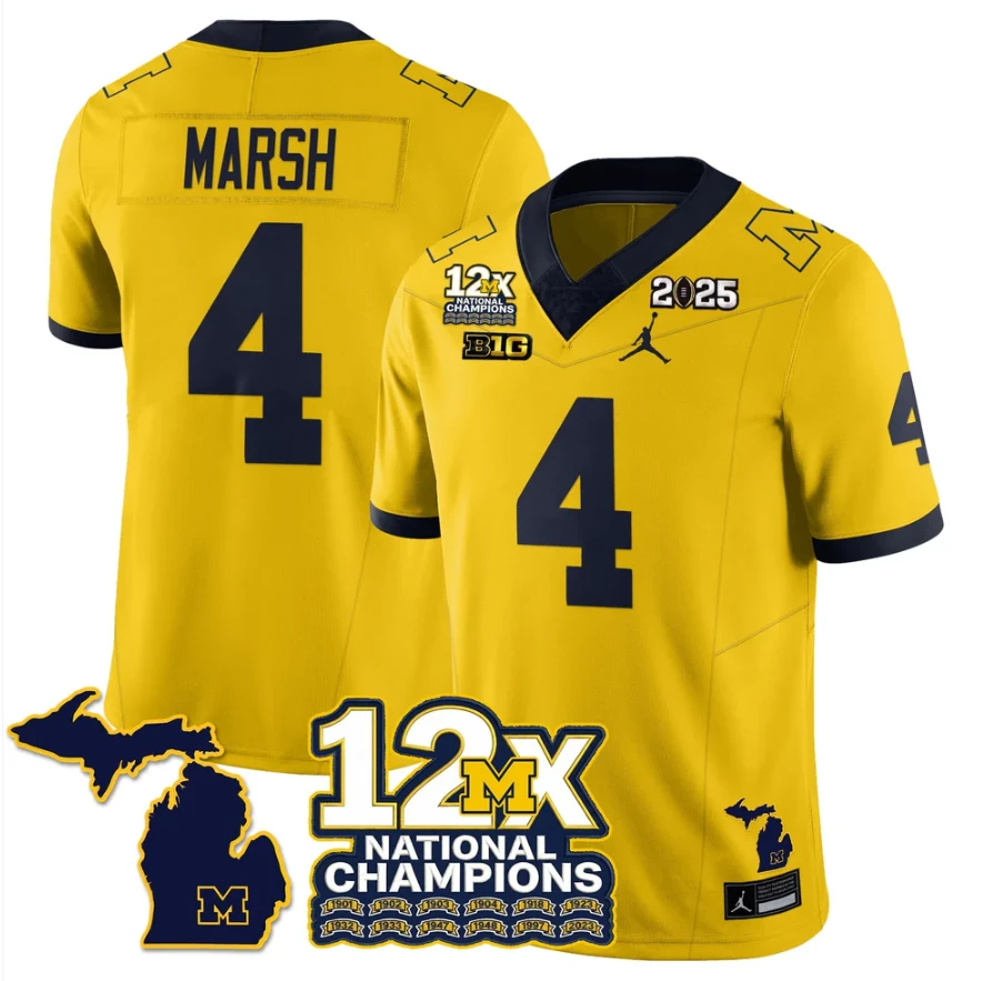 Andrew Marsh Jersey #4 Michigan Wolverines 12x-Time National Champions by My Store NCAA Football Jerseys