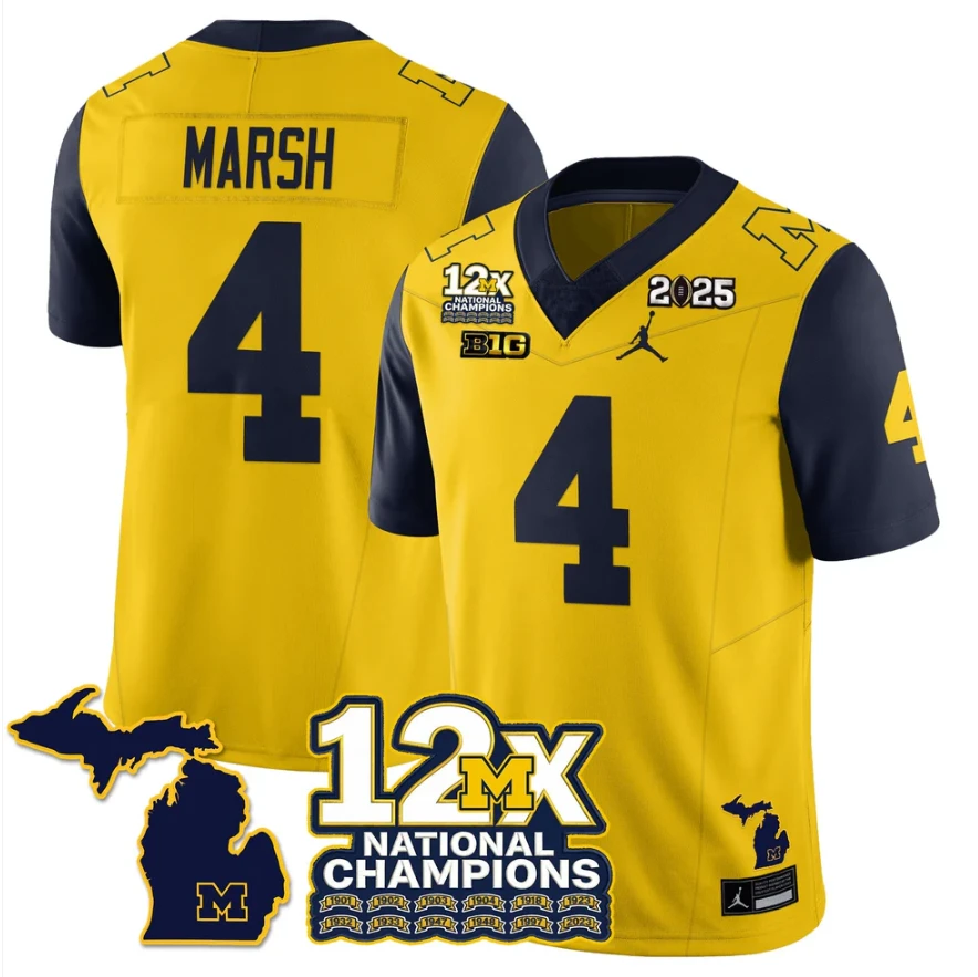 Andrew Marsh Jersey #4 Michigan Wolverines 12x-Time National Champions by My Store NCAA Football Jerseys